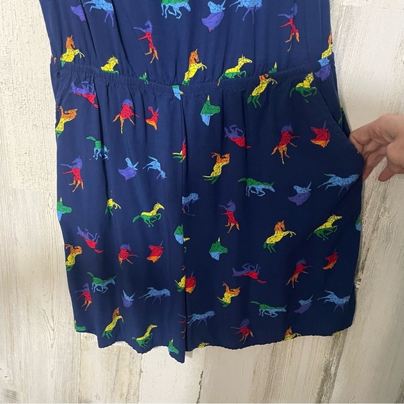 Rainbow Unicorn Sleeveless Open Back Romper size M Pride Colorful - Picture 3 of 8